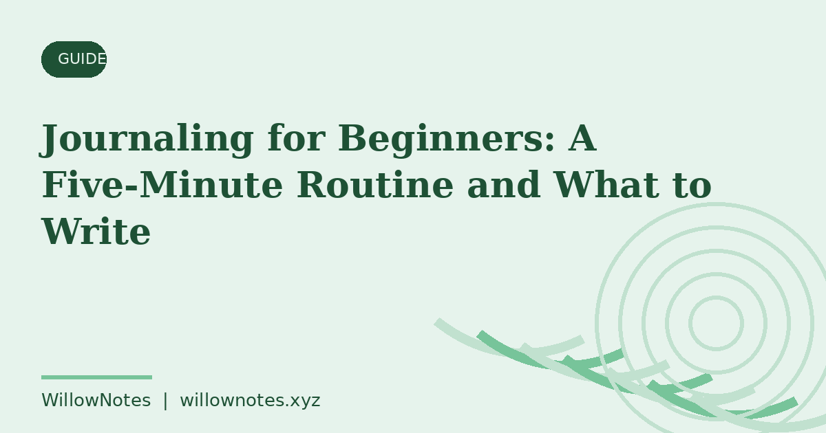 Cover card for the WillowNotes article: Journaling for Beginners: A Five-Minute Routine and What to Write